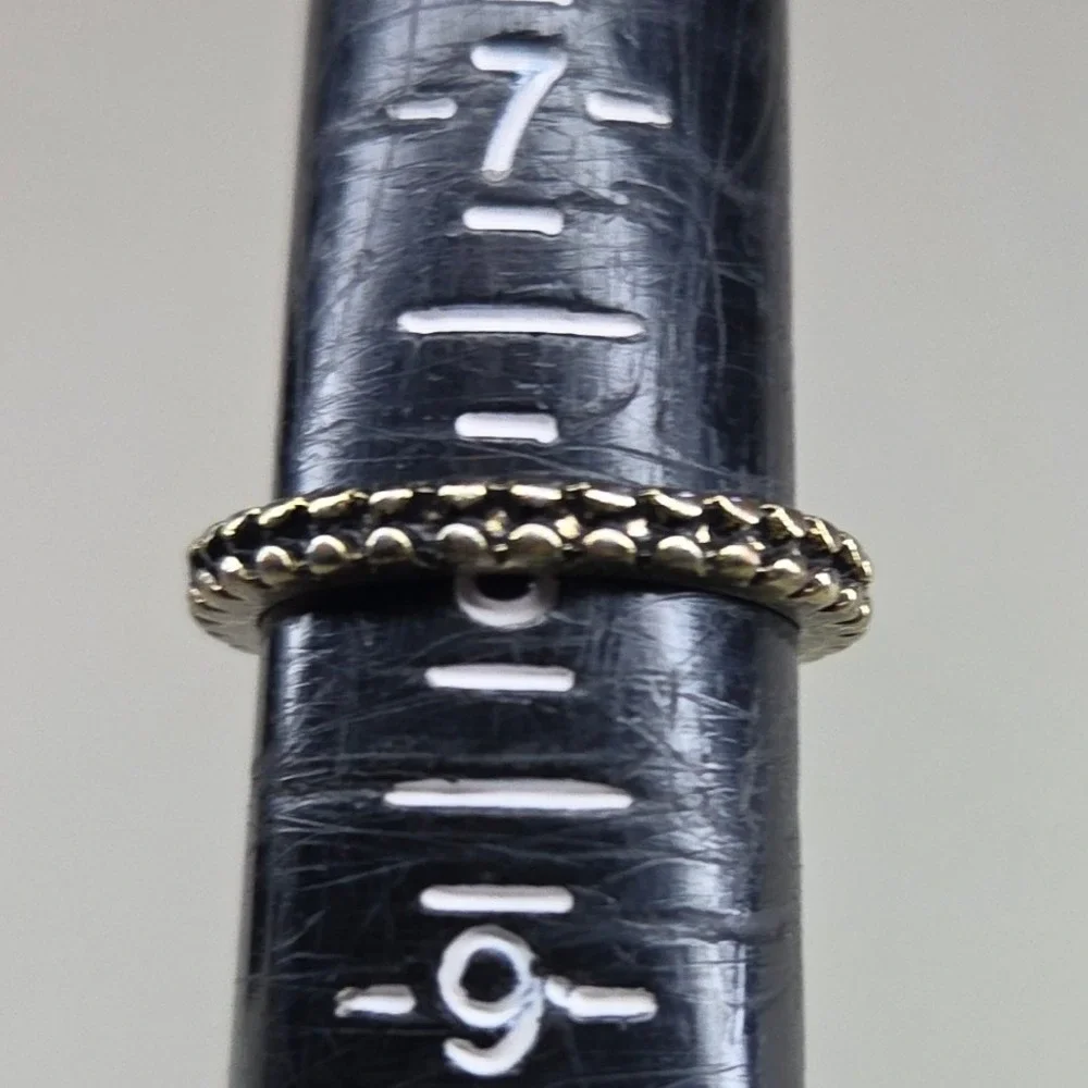 Antique Gold Tone Textured Eternity Band Ring‎ Size 8 Minimalist Stacking Ring